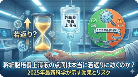 幹細胞培養上清液の点滴は本当に若返りに効くのか？2025年最新科学が示す効果とリスク TITLE: 幹細胞培養上清液の点滴による若返り効果とリスク：2025年最新科学解説 FILENAME: stem-cell-drip-rejuvenation-2025.